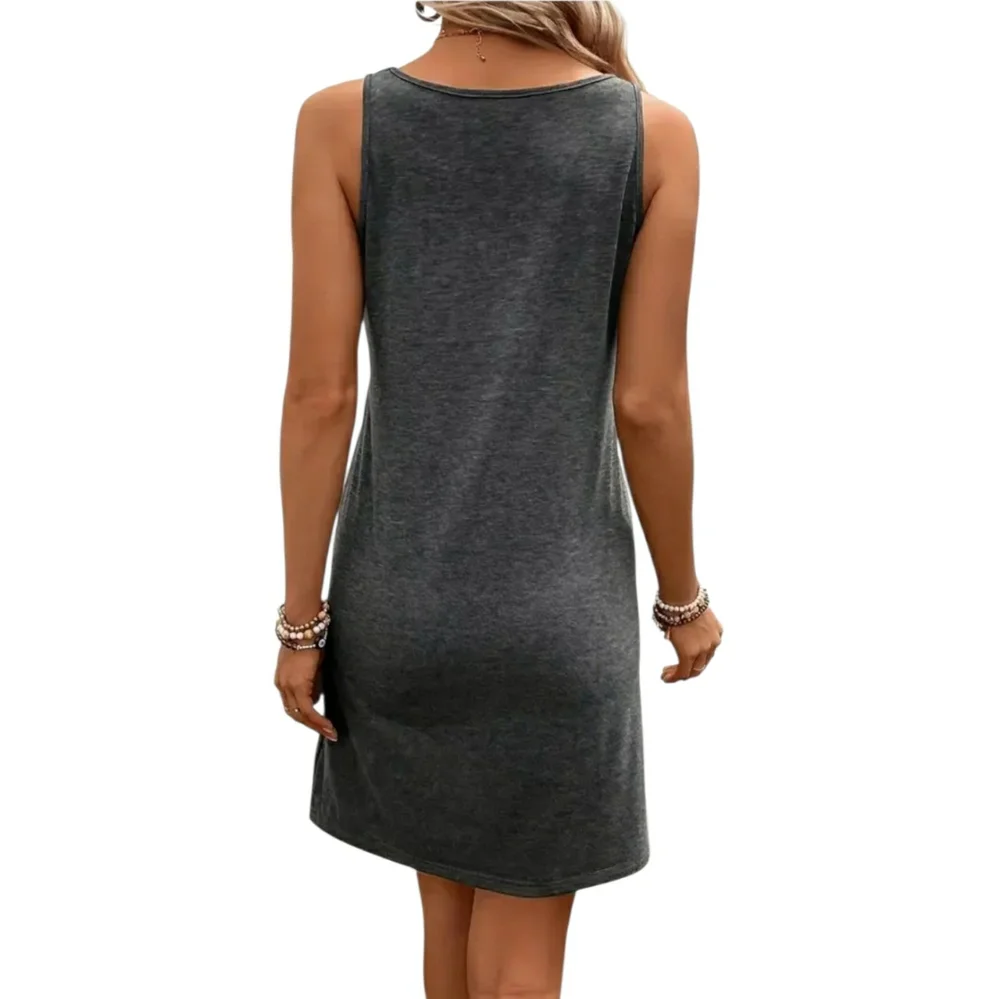 NEW! Sun & Moon Dreamcatcher Graphic Charcoal Mini Dress w/ Pockets - Picture 3 of 7